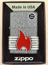2022 Zippo Red Flame Vintage Wrap Gray Crackle 29663 Zippo Lighter NEW picture