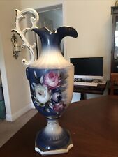 Vintage Porcelain Pitcher Vase Hand Painted Flowers. Very Beautiful picture