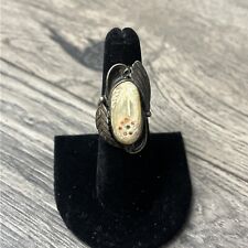 Vintage Navajo Handcrafted Sterling Mother Of Pearl Ring, Size 6 picture
