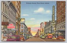 Postcard Terre Haute IN Wabash Ave Showing Gillis Drugs and Terre Haute House picture