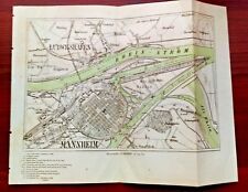 1875 Map of Ludwigshafen Mannheim Germany Rhein Strom Stations Basins Landings picture