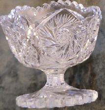 1910's Rare Vintage Artcut American Glass Pedestal - Pinwheel & Diamond - GLOWS picture