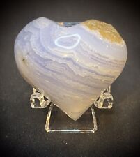 Adorable Blue Lace Agate Heart With Stand 43 Grams picture