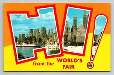 Hi From The World's Fair New York Vintage Unposted Postcard Large Letter picture