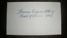 Cpl THOMAS E. ATKINS WWII Medal of Honor  Signed 3X5 Card Battle of Luzon SCARCE picture