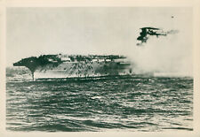 1940s WWII USS Lexington burning, sailors abandon ship 5x7 Photo picture
