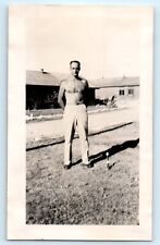 1940's Muscular Handsome Military Man Shirtless Beefcake GAY INT VTG Photo picture