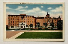 1930s Michigan City Indiana IN St Anthony's Hospital Vintage Linen Postcard Cars picture