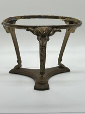 Vintage Brass Three Ram Heads Tripod Stand large Orb Holder. picture