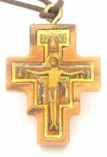 San Damiano Olive Wood Cross Necklace Made in Italy picture