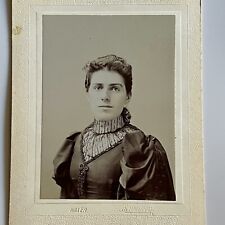 Antique Cabinet Card Photograph Beautiful Woman Dress Beaded Trim Haverhill MA picture