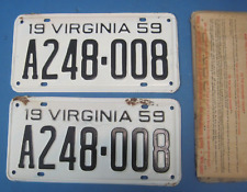 1959 Virginia License Plates new never issued DMV clear for YOM picture