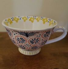 Anthropologie Gather Round Tea Cup Ditsy Mug Kiba Blue Red Yellow Design NEW  picture