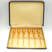 Vintage MCM Janis Collection Set of 6-24K Gold Plated Tulip Mini Cocktail Forks picture