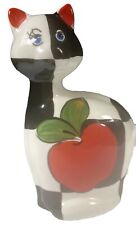 Turov Art  Ceramic Apple/Checker Board Cat Figurine  picture