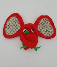Vintage Christmas Mouse Door Knob Cover Red Calico Ears Googly Eyes  picture