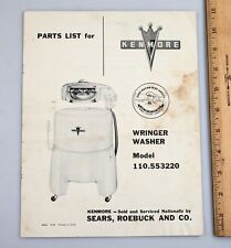 Vintage 1954 Sears Kenmore Wringer Washer Machine Model 110.553220 Parts List picture