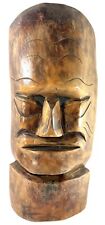 Large Tiki Mask Hand Carved Wood 17” Hanging Wooden Art Decor Vintage Hawaiian picture