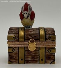Limoge Peint Main Treasure Chest With Parrot Trinket Box picture