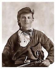 JESSE JAMES HOLDING PISTOL 16 YEARS OLD WILD WEST 8X10 SEPIA PHOTO picture