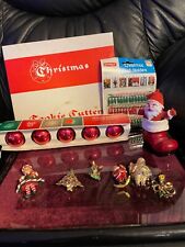 Vintage Christmas Lot Cookie Cutters Shiny Brite Pins Card Holders Santa & Boot picture