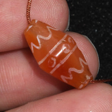 Authentic Large Ancient Etched Carnelian Bead in Perfect Condition picture
