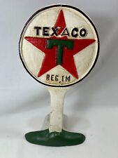 Cast Iron Advertising TEXACO Oil Gas Co Texas T Star Lollipop Sign 9.5