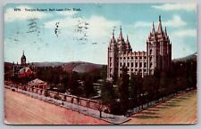 Temple Square Salt Lake City Utah Birds Eye View Cancel 1915 Antique Postcard picture