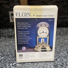 New Elgin Anniversary Clock Glass Dome Quartz Floral Takane USA 9