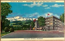 Colorado Springs Acacia Hotel Platte Avenue Pikes Peak Postcard c1960 picture