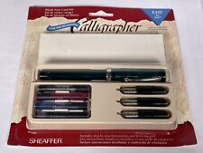 VINTAGE SHEAFFER CALLIGRAPHY SET - w FOUNTAIN PEN, 3 NIBS, 4 COLORS, CARDS & ENV picture