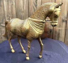 Brass Horse Statue Elegant Ornate Large Sculpture 10”T  13