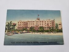 Vintage Linen Postcard Fort Montagu Beach Hotel Nassau Bahamas picture