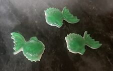 3 Vintage MCM Green Lucite Acrylic Wall Hangings Chalk-ware Fish Wall Decor picture