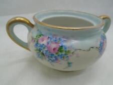 D.H. Co.? Marked Vintage Hand Painted Sugar Bowl no Lid  Rose Blue Flowers picture