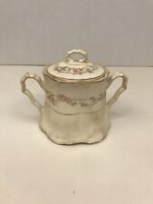 Vintage Crooksville China Co. Cream and Gold Trim Floral Sugar Bowl 546 picture
