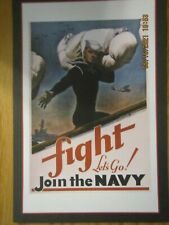 VINTAGE fight Let's Go Join the NAVY NOS Postcard Fact Card EXCELLENT Condition picture