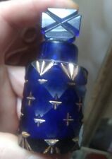 ANTIQUE colbalt blue  GLASS SCENT BOTTLE 8 cm Gothic Victorian  picture