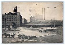 1907 Sugar Refineries Horse Wagon New Orleans Louisiana LA Antique Postcard picture