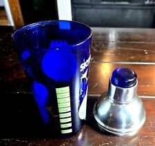 Vintage Cobalt Blue Glass Skyy Vodka Drink Mixer Shaker W Recipes picture