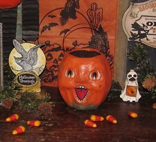 Bethany Lowe Antique Style Halloween Paper Mache Jack-O-Lantern Pumpkin Bucket picture