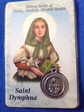 St DYMPHNA LAMINATED Holy Card Patron St of STRESS ANXIETY MENTAL Saint Medal  picture