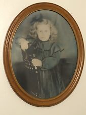 Antique  Wood Oval Frame w Glass Photograph Circa 1900 picture