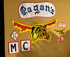 Infamous “PAGANS” LARGE 9 pieceMotorcycle Club Patch Set. FAST SHIPPING FROM USA picture
