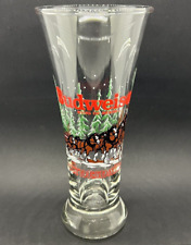 ✅Vintage 1989 Budweiser Clydesdales Beer Lager Pilsner Glass Winter Snow Holiday picture