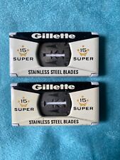 Vintage Gillette Super Stainless Steel Safety Razor Blades 2 pack (30 blades) picture