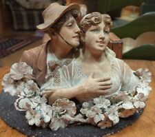 Vintage Antique Wall Art Victorian Beautiful Chalkware Ceramic Plaque Couple  picture