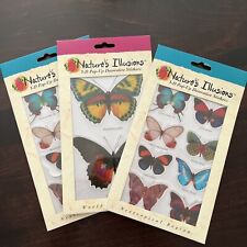 3 Vintage Packages Nature's Illusions 3-D Pop Up Stickers 18 Butterflies picture