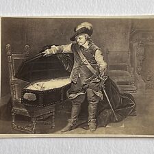 Antique CDV Filler Photograph Cromwell Before the Coffin of Charles I Delaroche picture
