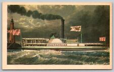 Sidewheel Steamboat  Milwaukie  Great Lakes   Postcard picture